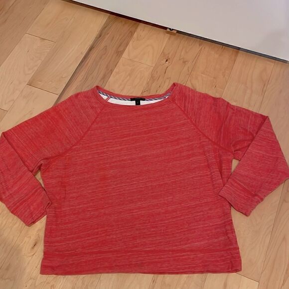 J.Crew Soft Red Heathered Wide Neck Sweatshirt - Picture 1 of 4